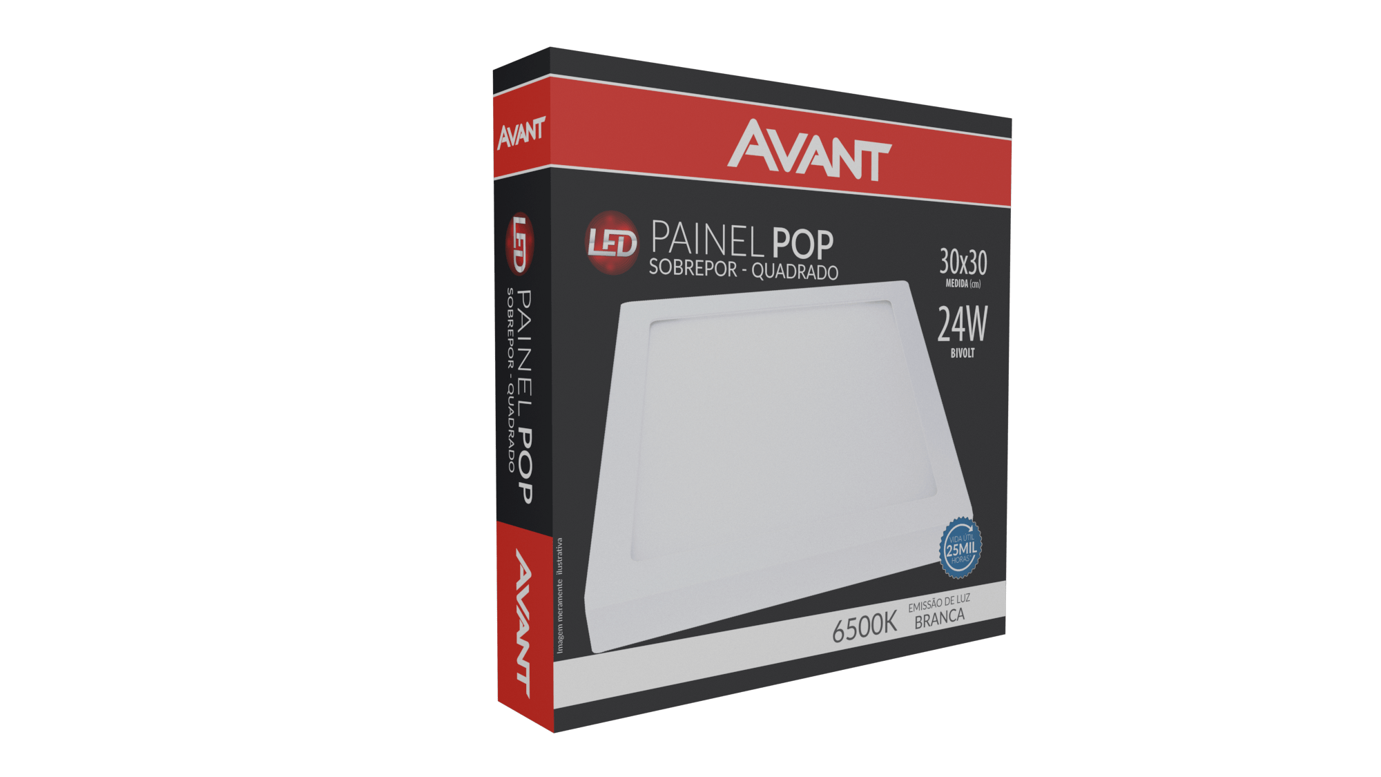 Led Painel De Sobrepor Quadrado 30X30CM 24W 6500k Branco Pop Nh1680 Avant