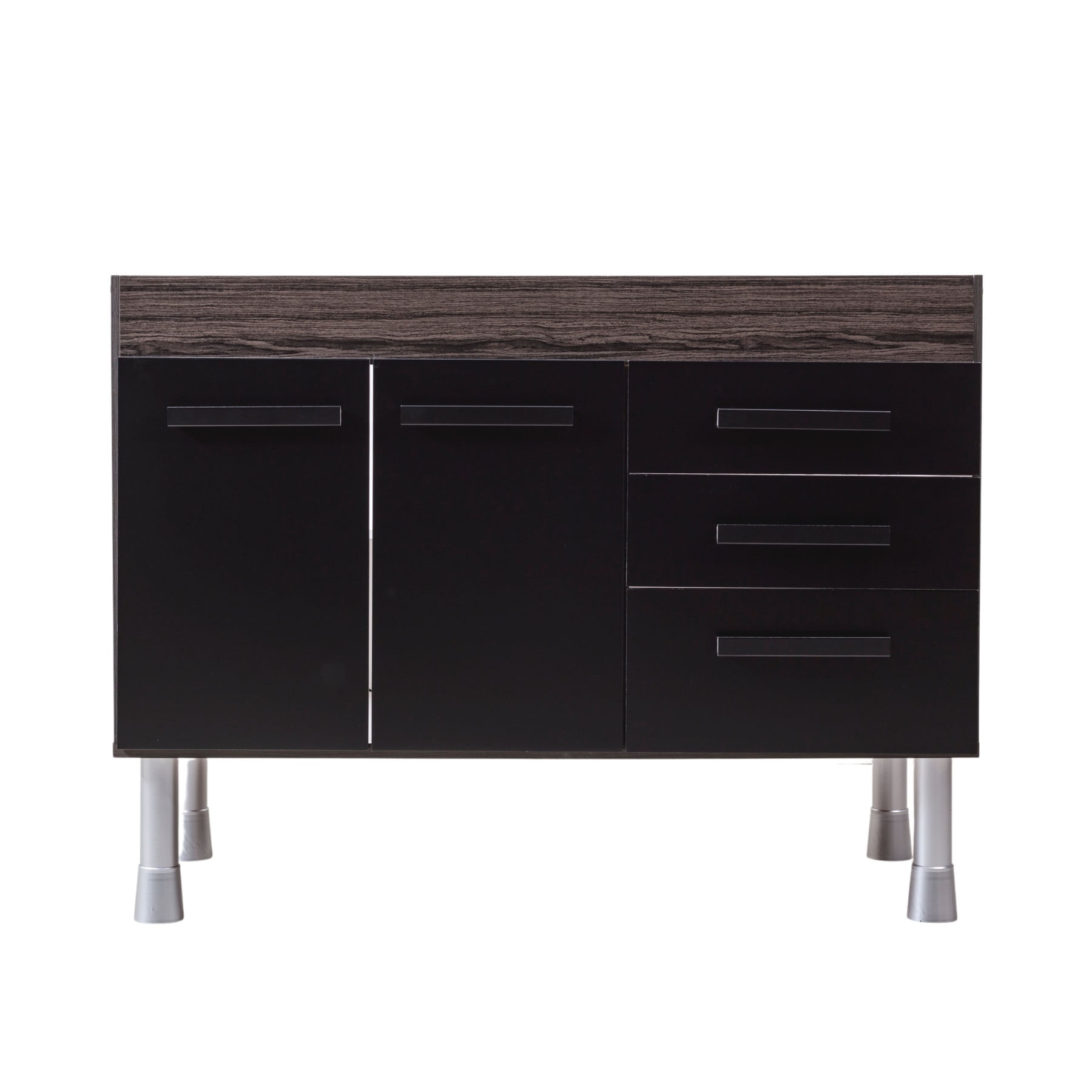 Gabinete De Cozinha Rio 112Cm Castanho Com Preto Fosco Corso