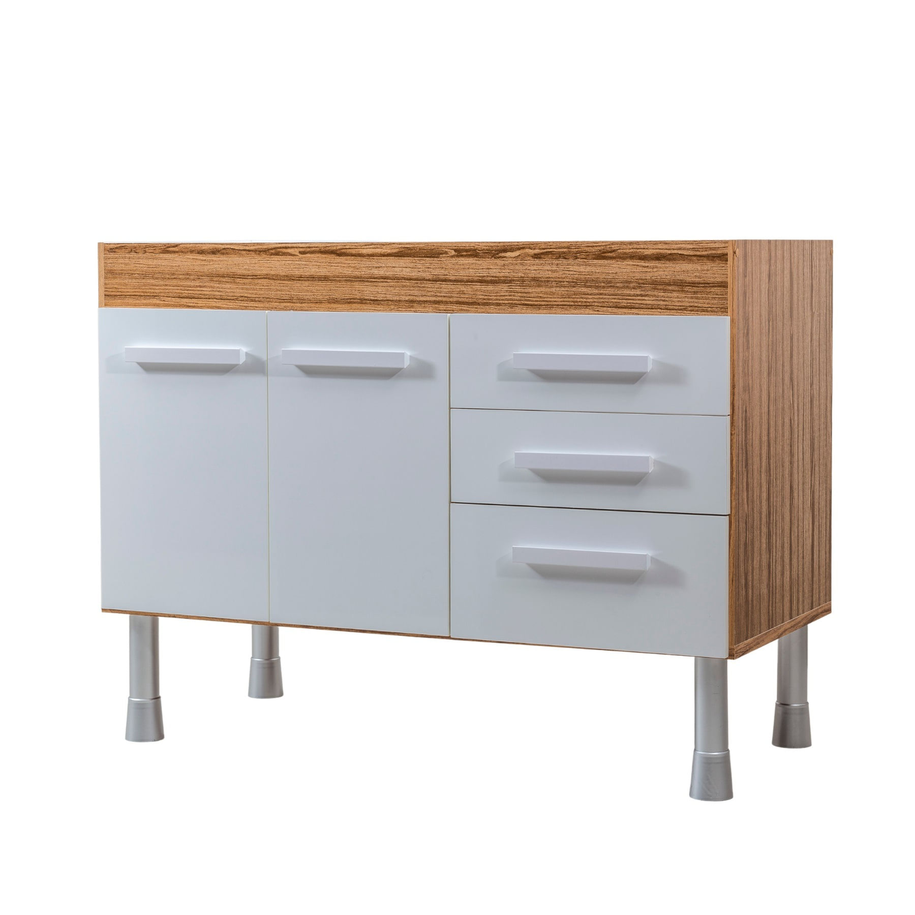 Gabinete De Cozinha Rio 112Cm Teca Com Branco Fosco Corso