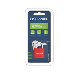 Cadeado Aluminio Vermelho AL20 Blister Soprano