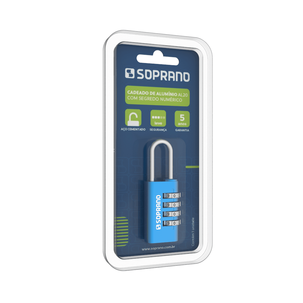 Cadeado Aluminio Segredo Azul AL20 Soprano