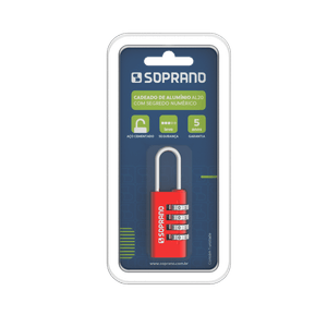 Cadeado Aluminio Segredo Vermelho AL20 Soprano