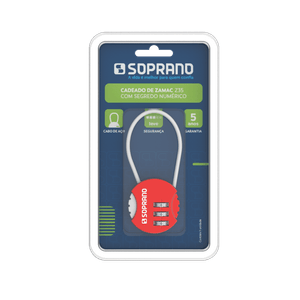 Cadeado Zamac Segredo Vermelho Z35 Soprano