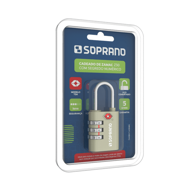 Cadeado Zamac TSA Segredo Acetinado Soprano