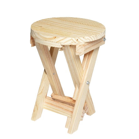 Banco Redondo Dobravel Em Pinus Cru 30X40Cm