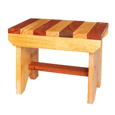 Banco Bandeirinha Grande  Em Madeira Mista Com Stein  30 X 25 X 25 Cm