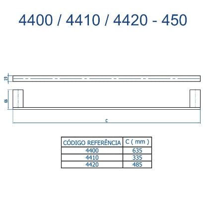 Porta toalha reto medio 4420 ch450