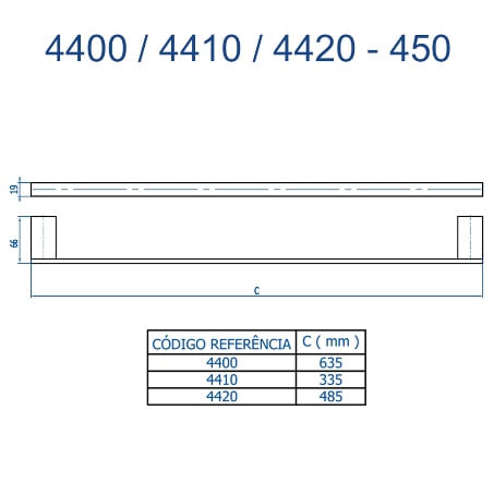 Porta toalha reto curto 4410 dv450