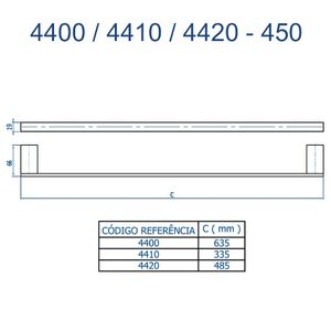 Porta toalha reto curto 4410 ch450