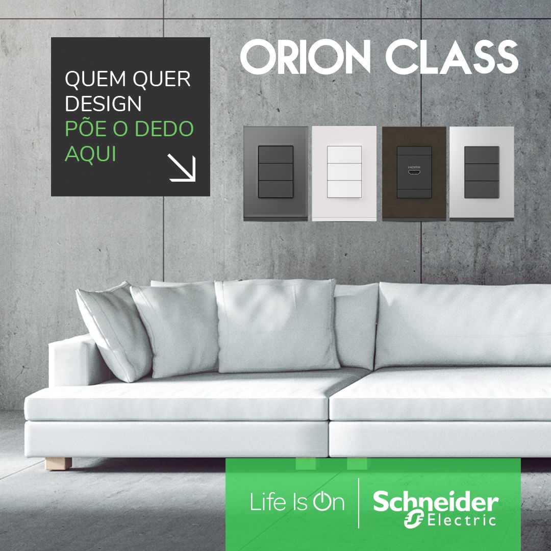 Placa + Suporte 4x2 3 Postos S734103809 Class Br White Glass V - Schneider Electric Orion.