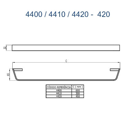 Porta toalha reto medio 4420 gl420