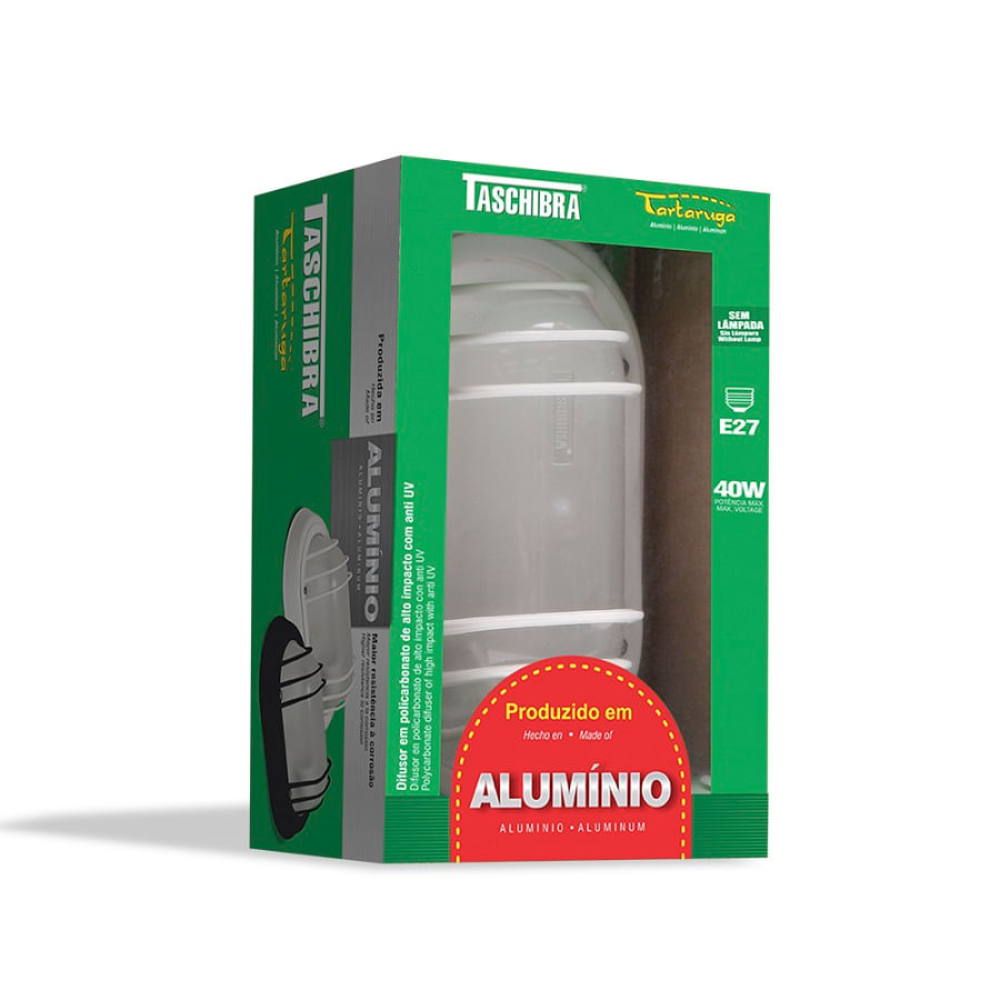 Tartaruga Oval Suprema Branca Para 1 Lampada 40W 21,5X14CM Taschibra