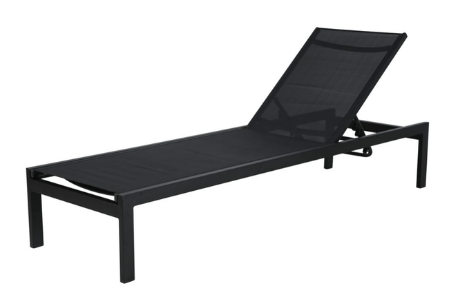 Espreguicadeira Tiradente Aco Textilene Preto