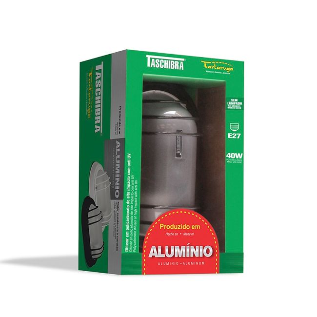 Tartaruga Oval Suprema Preta Para 1 Lampada 40W 21,5X14CM Taschibra