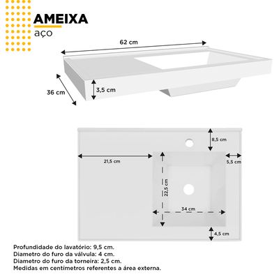 Telhanorte | Toucador Aço Ameixa Branco Cozimax