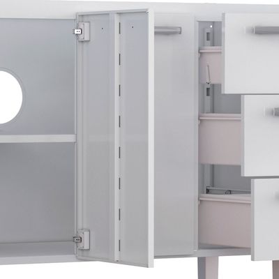 Telhanorte | GABINETE ACO VENUS FLAT 3G 1346MM BRANCO MONTADO (PIA