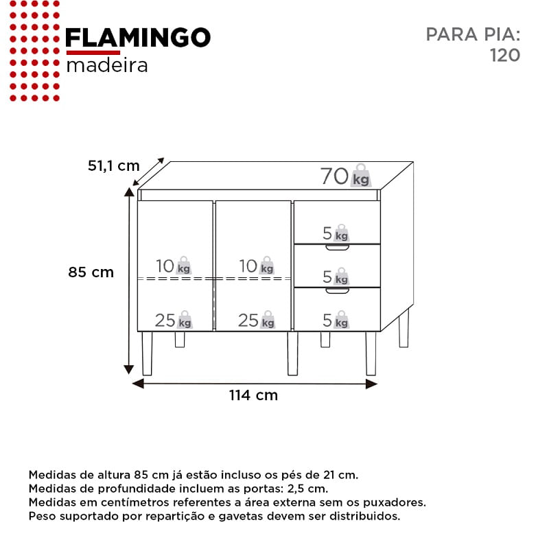 Gabinete Em Madeira Flamingo 114Cm Tamarindo E Preto Cozimax