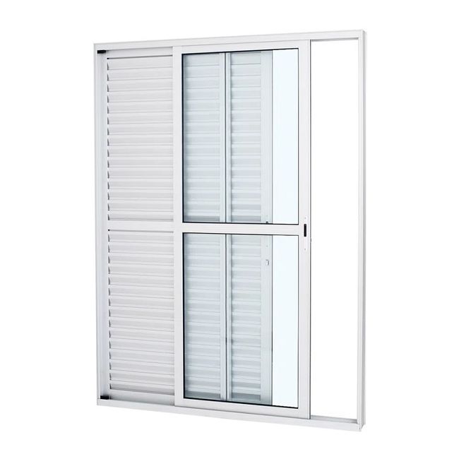 Porta Balcão De Correr Alumínio Branco 3 Folhas Móveis 216x160x13 Alumifort Sasazaki