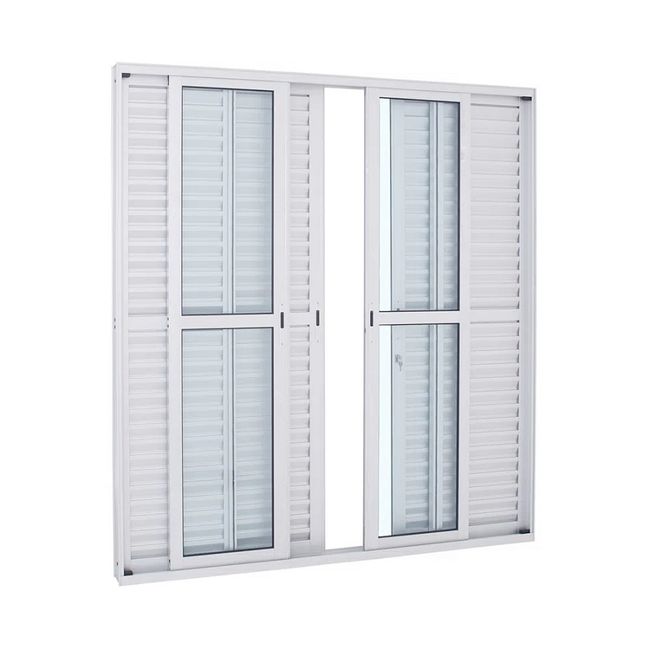 Porta Balcão De Correr Alumínio Branco 6 Folhas 216x250x13 Alumifort Sasazaki