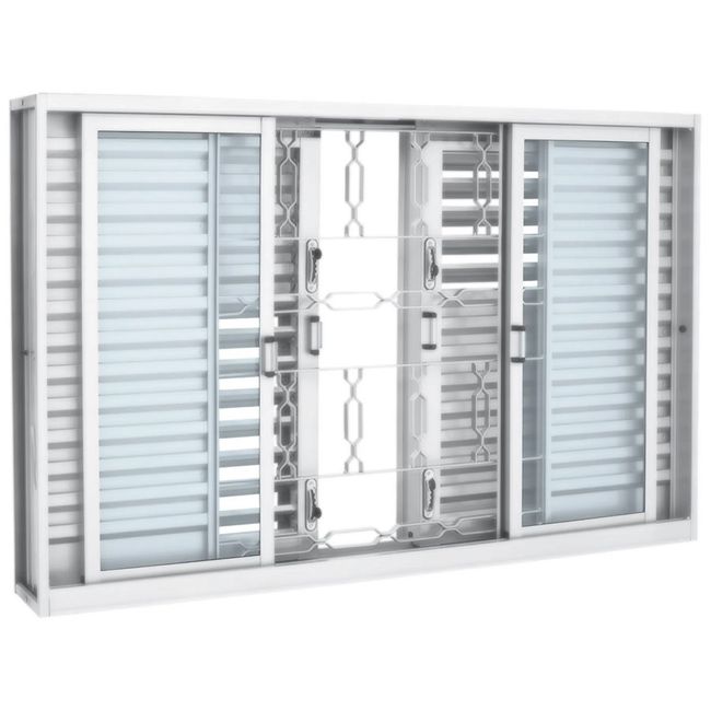 Janela Veneziana Multiflex Aço Branco Grade Elo 6 Folhas 100x200x16 Prátika Sasazaki