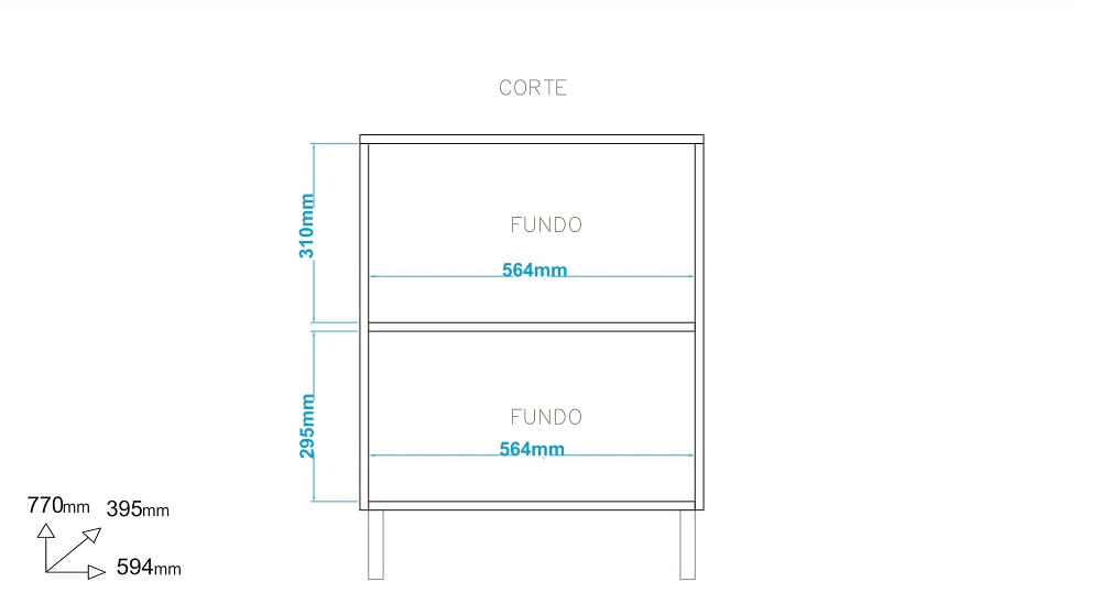 Balcao 2 Portas 1 Prateleira Branco Mdp 15Mm