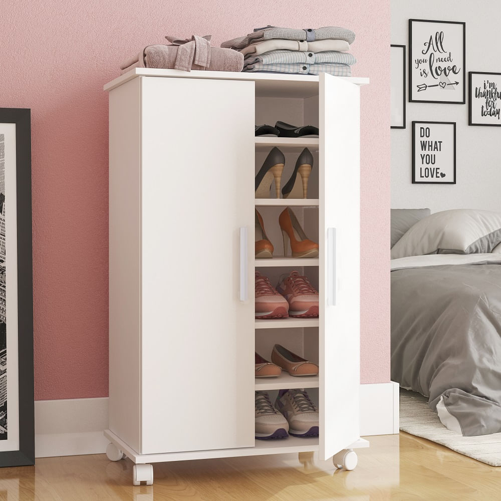Sapateira 2 Portas 5 Prateleiras Branco Mdp 15Mm