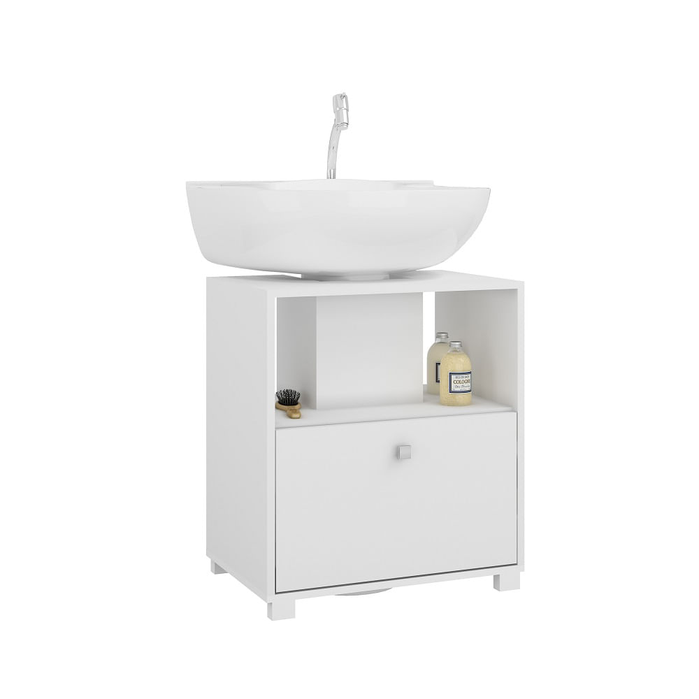 Balcao Banheiro 1 Porta Basculante Branco Mdp 15Mm