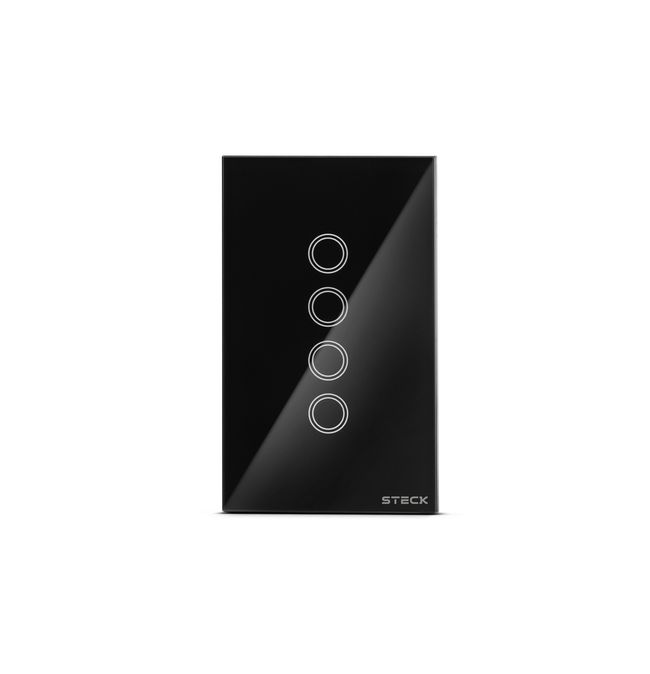 Interruptor Smarteck 4X2 4 Modulos Touch Preto