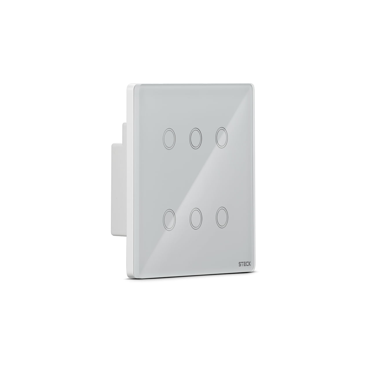 Interruptor 4x4 6 Módulos Touch Wifi Casa Inteligente Branco Acabamento Em Vidro Smarteck