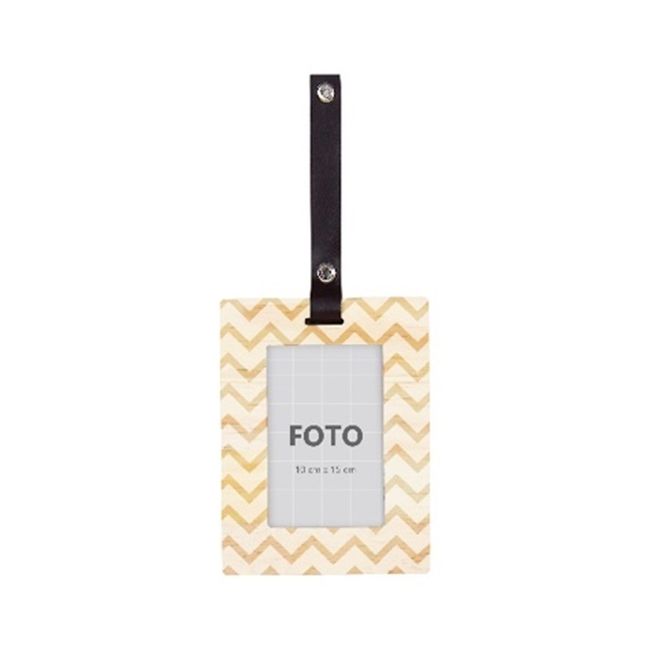 Porta retrato pinus com alca 10x15cm  chevron branco