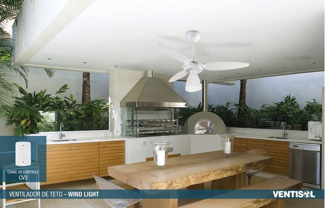 Ventilador de teto 220V com 3 pás Wind Light branco Ventisol