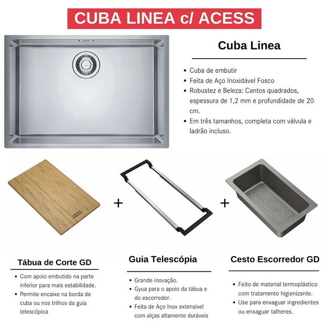 Cuba de Embutir Línea 60x40 com Acessórios ALL-IN Franke