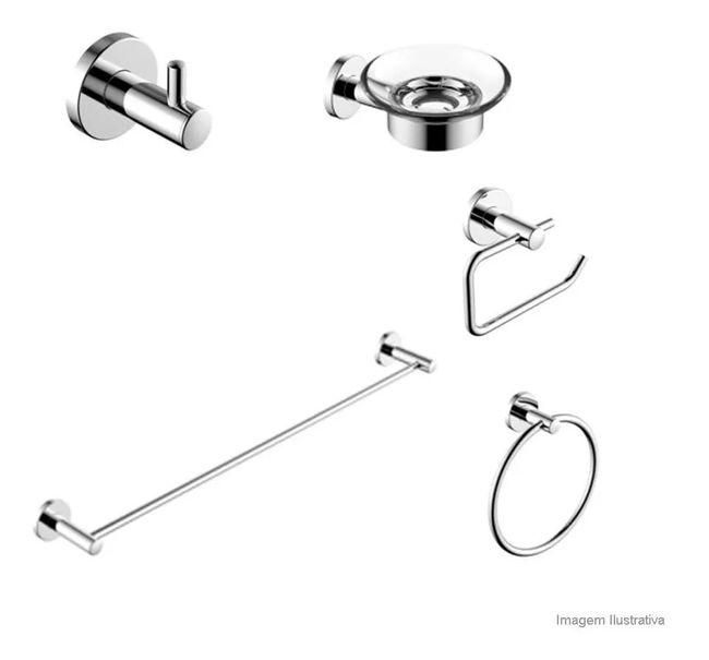 Kit de Acessórios Alterna para Banheiro 5 Peças Round Cromado