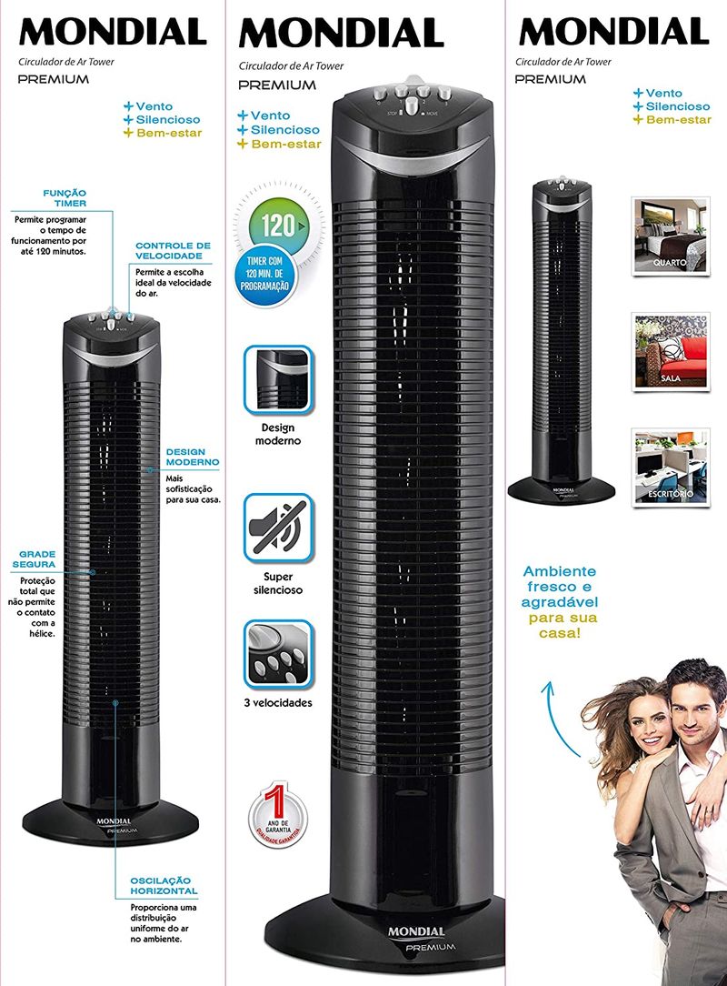 Encontre o circulador de ar torre premium 127v Mondial na Telhanorte!