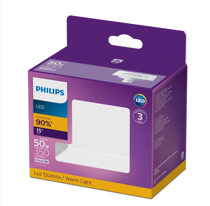 Spot Led Gu10 De Embutir Quadrado 5W Luz Amarela Base Gu10 Bivolt Philips