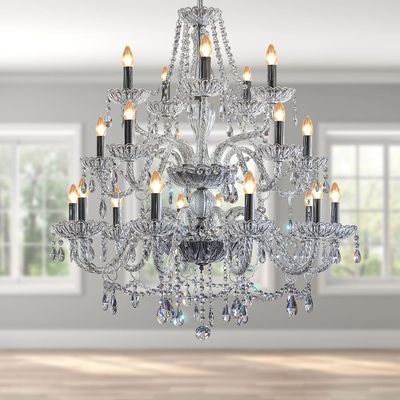Telhanorte | Lustre Classico Cromo Transparente 20 Luzes E14