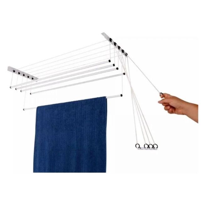 Varal Individual p/ Teto ou Parede Branco Maxeb