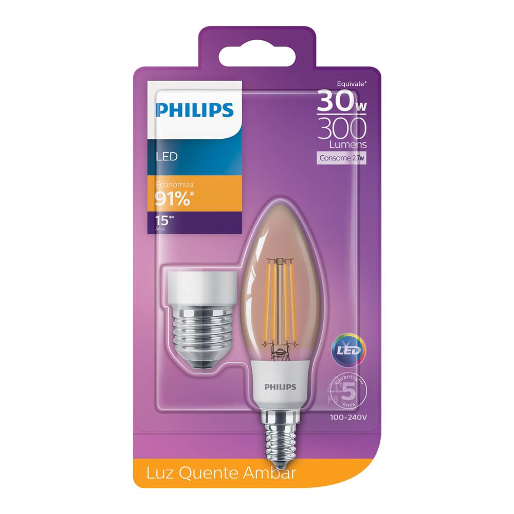 Lâmpada Led Vela  3.5W 2700K Bivolt Phillips