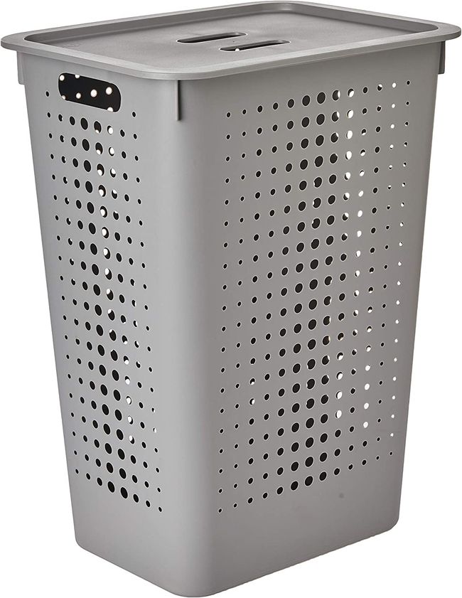 Cesto de roupas com tampa 47 litros, chumbo - Ou
