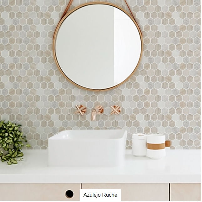 Adesivo de Azulejo Lavável 45x60cm Ruche Grudado
