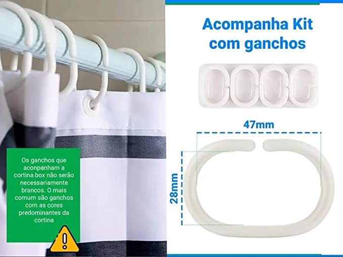 Cortina p/ Box Poliester 198x180cm Cactos Verde Bella Casa Colorful