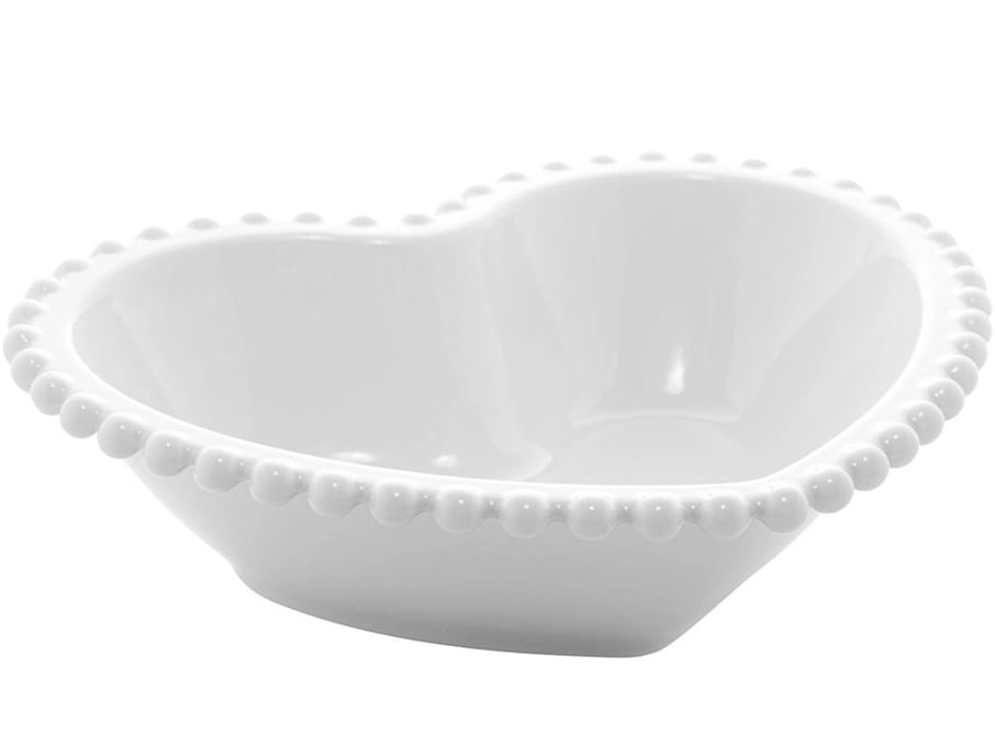 Saladeira Porcelana Coração Beads Branco 18X15X5cm Bongourmet