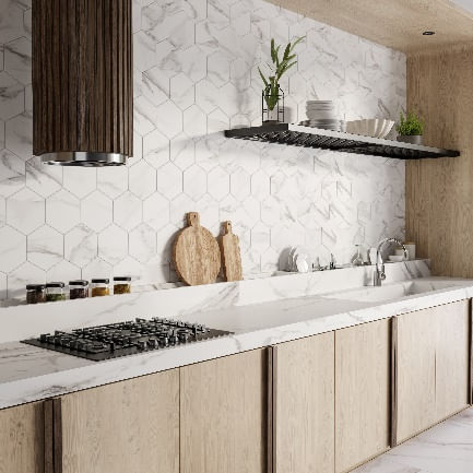 Piso Calacata Light 19,85X22,93cm Caixa com 1,13 m² Mate Bold Roca