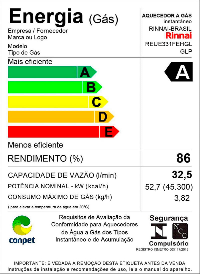 Aquecedor De Água A Gás Digital Reu-E150 Feh 15L Glp Prata Bivolt Rinnai