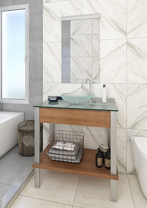 Gabinete Criswood 954 80cm com cuba e espelheira Crismetal