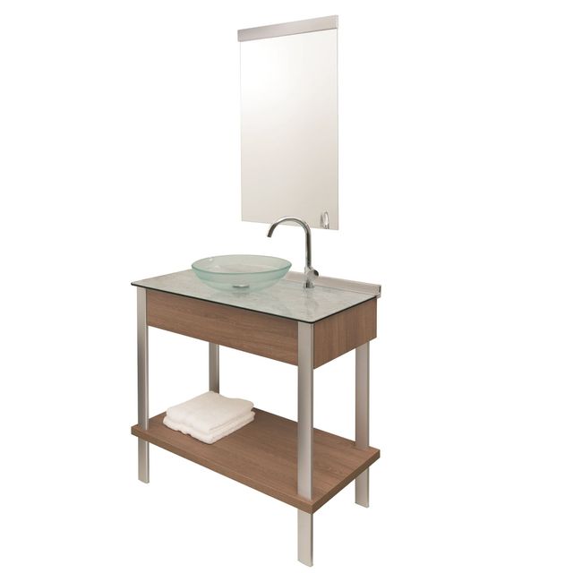 Gabinete Criswood 954 80cm com cuba e espelheira Crismetal