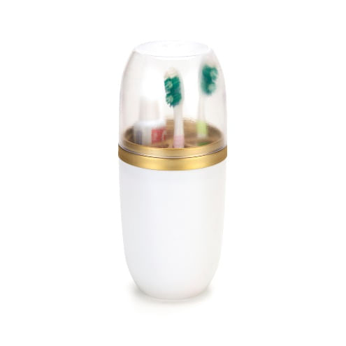 Porta Escovas Pasta C Tp 500Ml Transp Bco Dourad Fosco