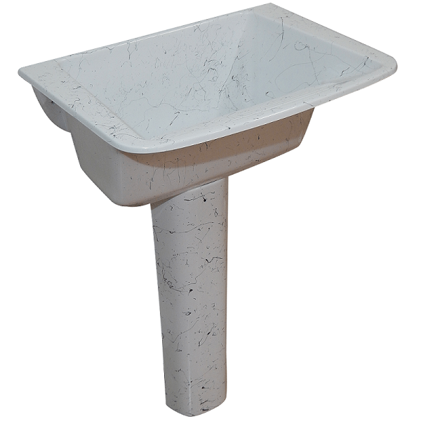 Tanque De Lavar Roupa Marmore Sintetico 55X41 20L Branco Liso Corso