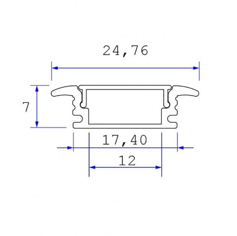 Perfil Embutir de Alumínio  Way sem Fita Led Preto 1m Bronzearte