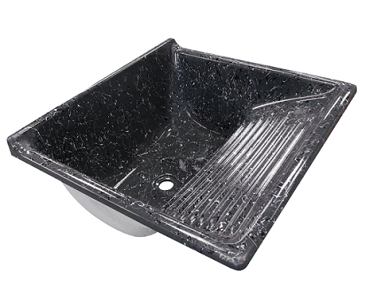 Tanque De Lavar Roupa Granitado Alvenaria  55X55 36L Preto Onix Corso